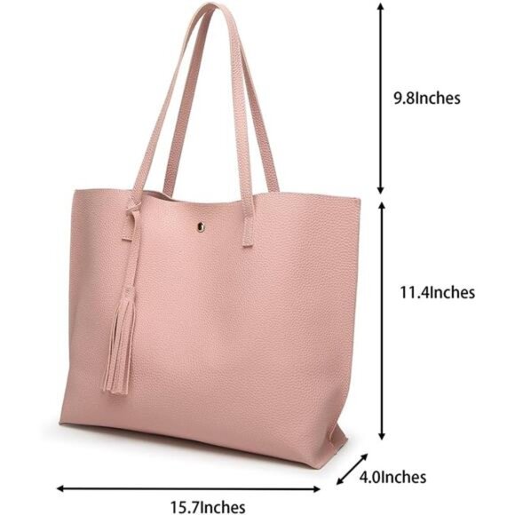 Women's Soft Faux Leather Tote Shoulder Bag from,‎ Big Capacity Tassel - Picture 10 of 15